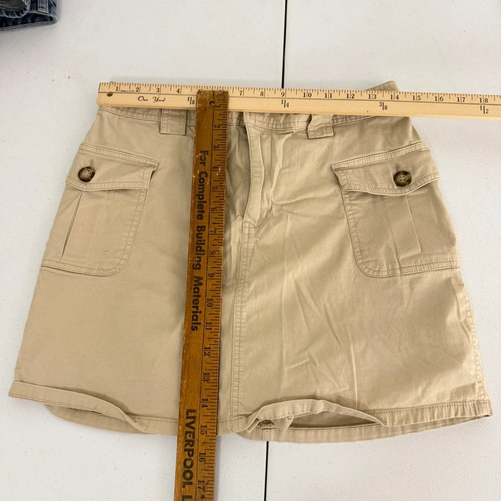 Skort Womens 6 Cargo Utility Pockets Cotton Blend Khaki Tan Casual
